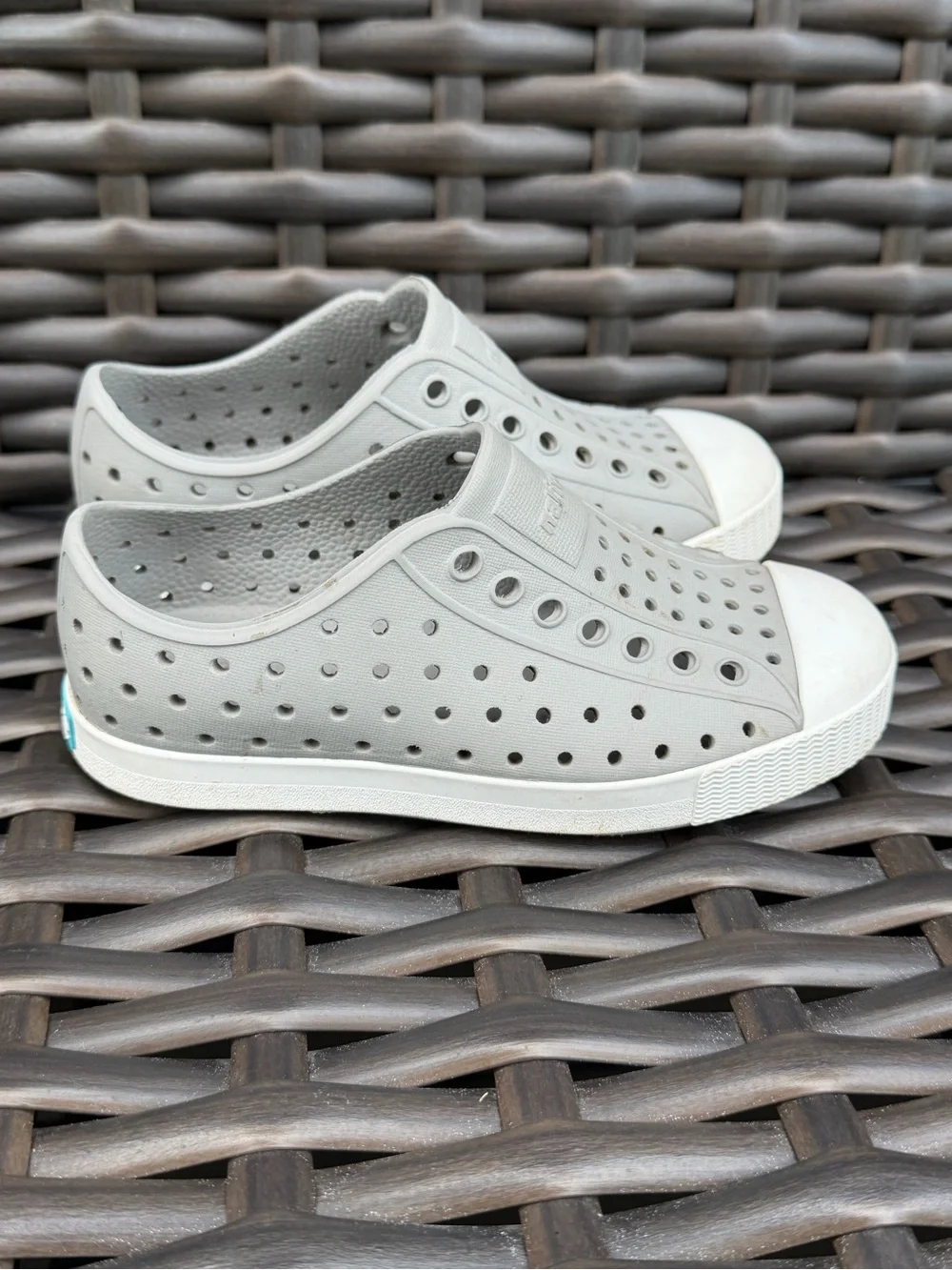 Native Size 10C Light Gray Perforated Slip-On Sneakers Water Shoes